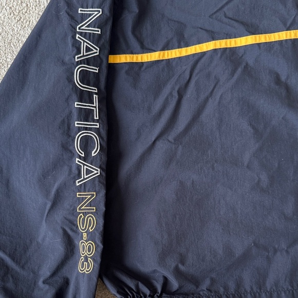 Nautica Men's Windbreaker in Black with Yellow Accents - Picture 10 of 12
